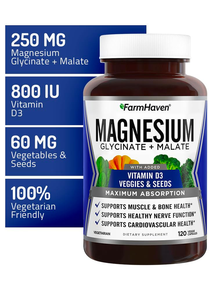 FarmHaven Magnesium Glycinate and Malate Complex, 120 Count