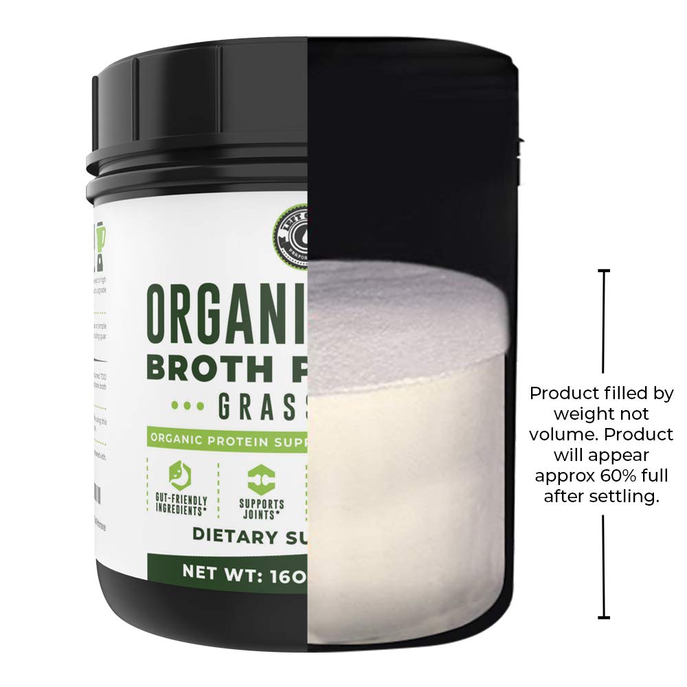 Left Coast Performance Organic Grass Fed Beef Bone Broth Protein Powder, Unflavoured, 470 ml