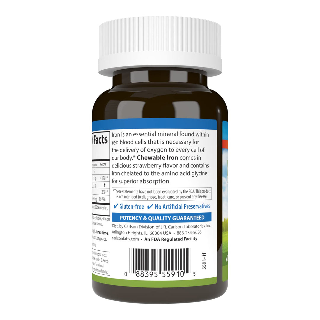 Carlson Chewable Iron, 30 mg, 60 Count