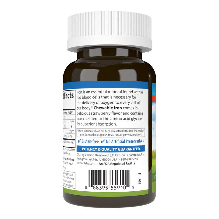 Carlson Chewable Iron, 30 mg, 60 Count