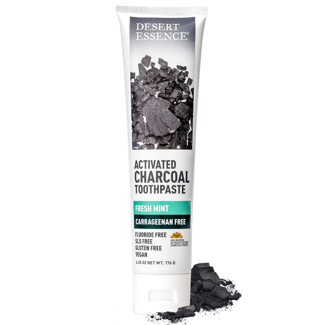 Desert Essence Activated Charcoal Toothpaste, Fluoride Free, 6.25 oz