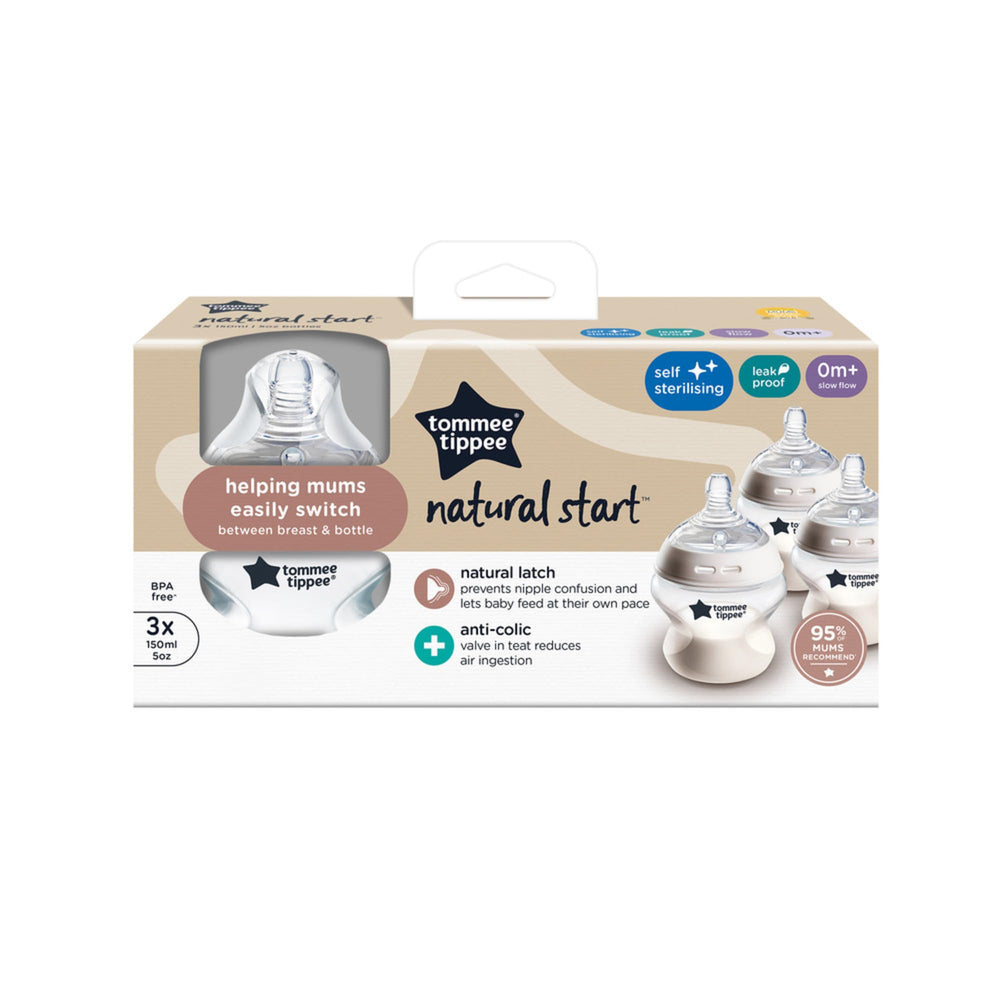 Tommee Tippee Natural Start Baby Bottle, 3 Count, 150 ml