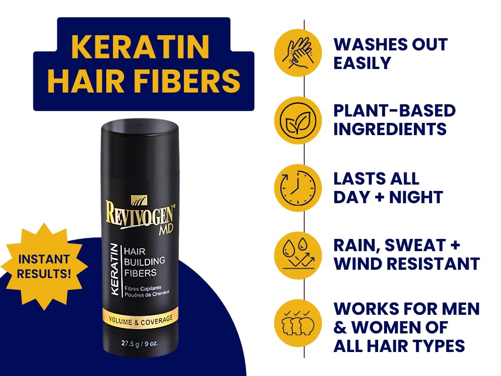 Revivogen MD Keratin Hair Building Fibers, Medium Brown, 0.9 oz