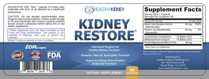 Kidney Restore Supplement, 60 Count
