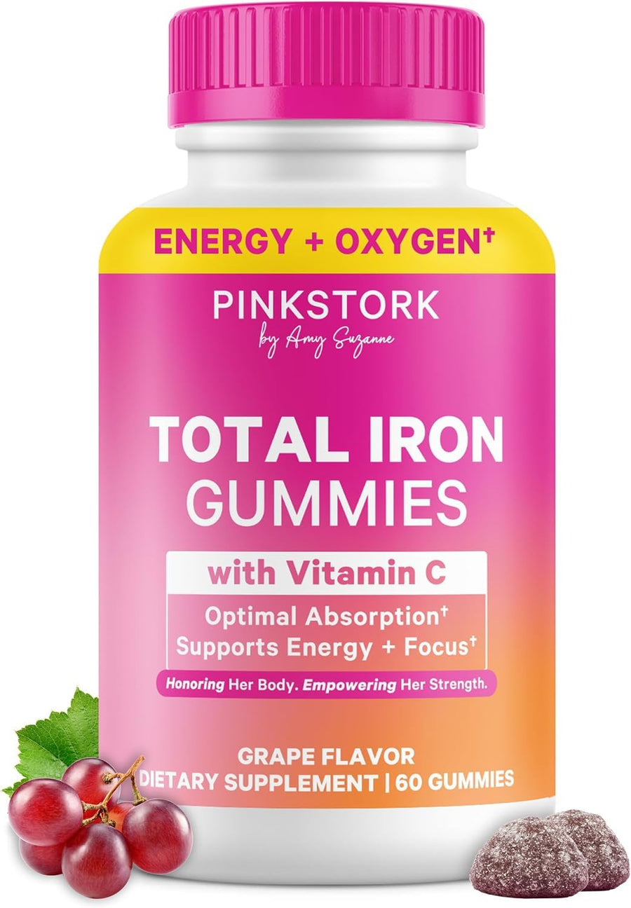 Pink Stork Prenatal Iron Gummies, Grape, 60 Count
