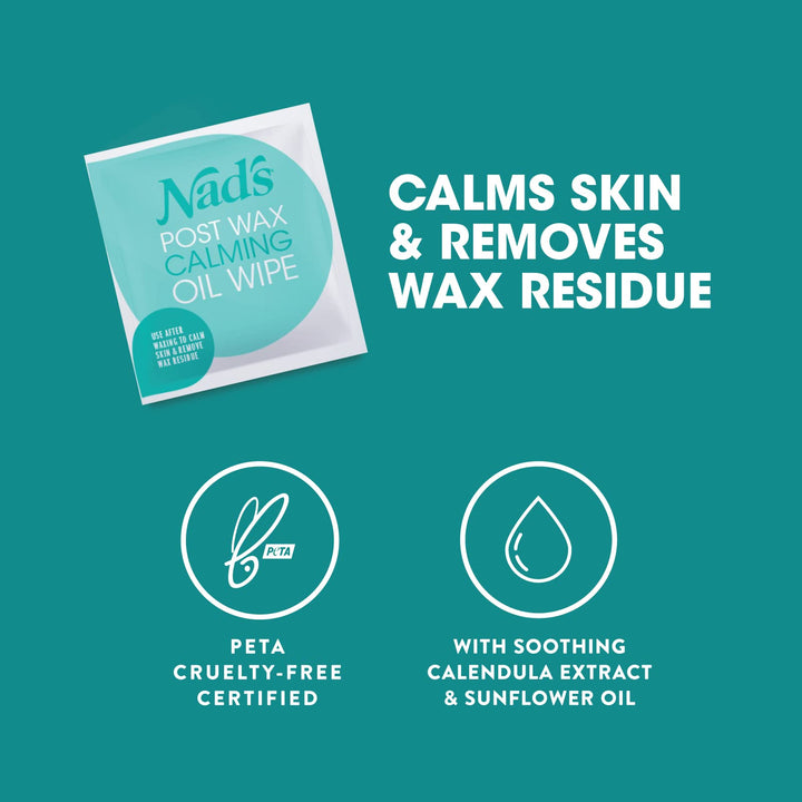 Nad's Post Wax Calming Oil Wipes, 20 Count