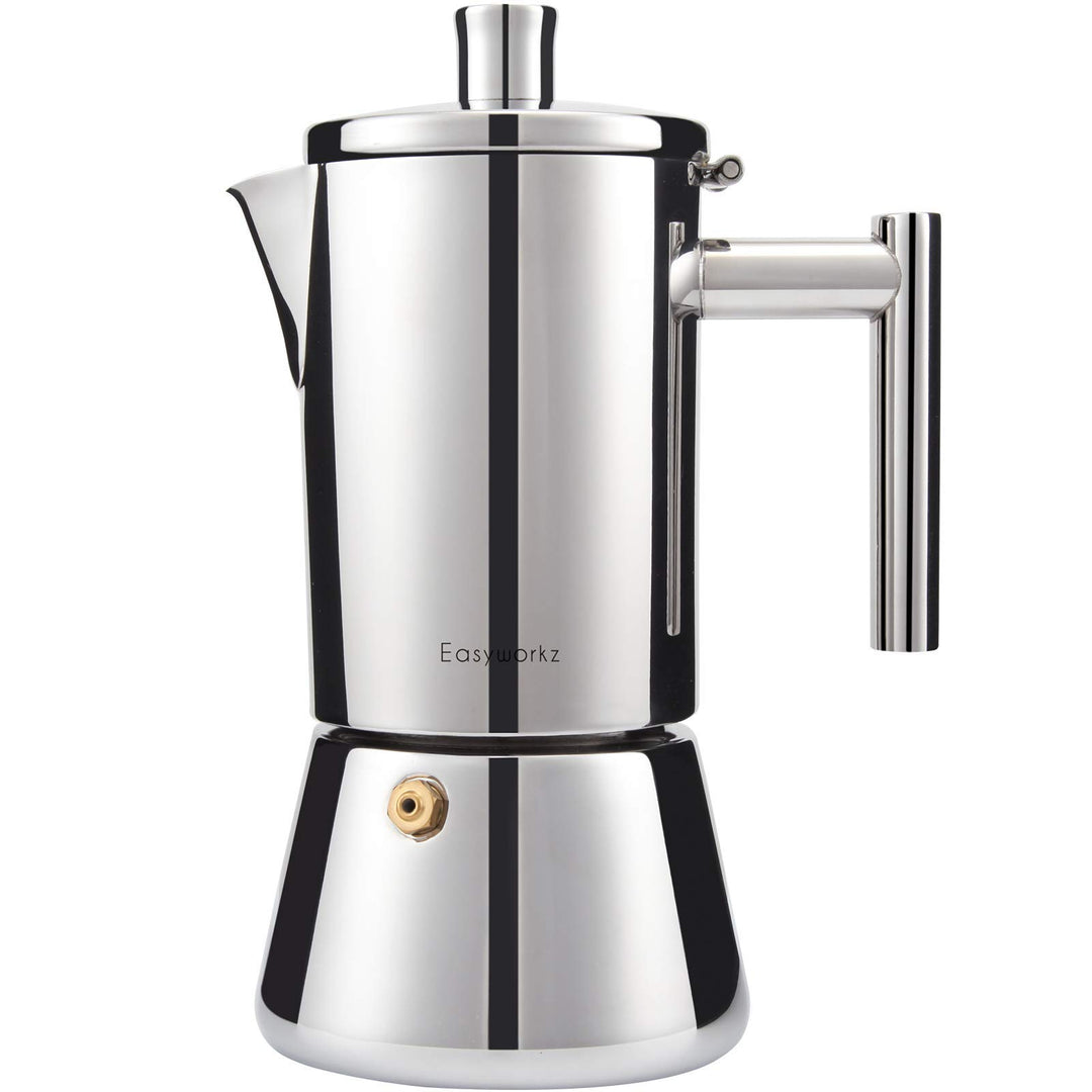 Easyworkz Diego Stovetop Espresso Maker, Stainless Steel, 4 Cup, 6.8 oz