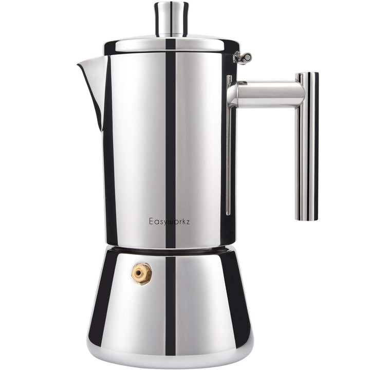 Easyworkz Diego Stovetop Espresso Maker, Stainless Steel, 4 Cup, 6.8 oz