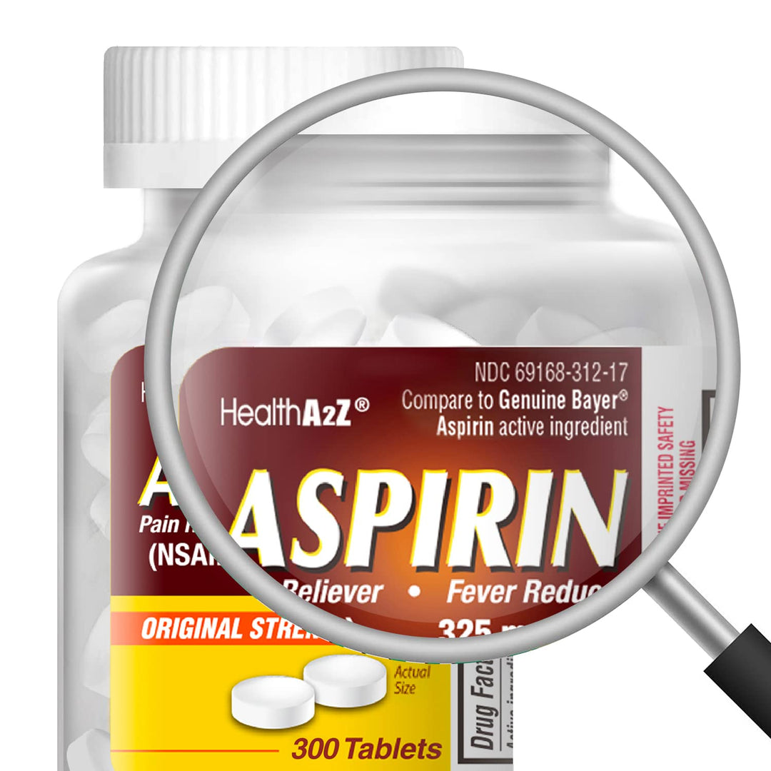 HealthA2Z Aspirin 325 mg Uncoated Tablets, 300 Count