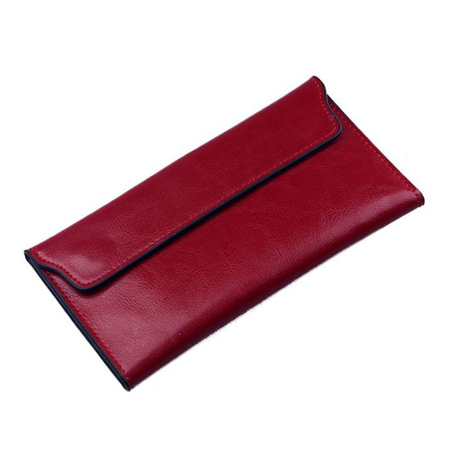 NIGEDU Women Long Wallet, Wine Red
