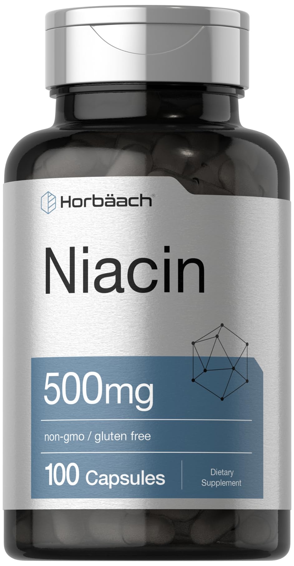 Horbäach Niacin Vitamin B3, 500 mg, 100 Count