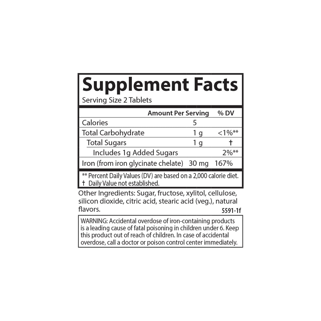 Carlson Chewable Iron, 30 mg, 60 Count