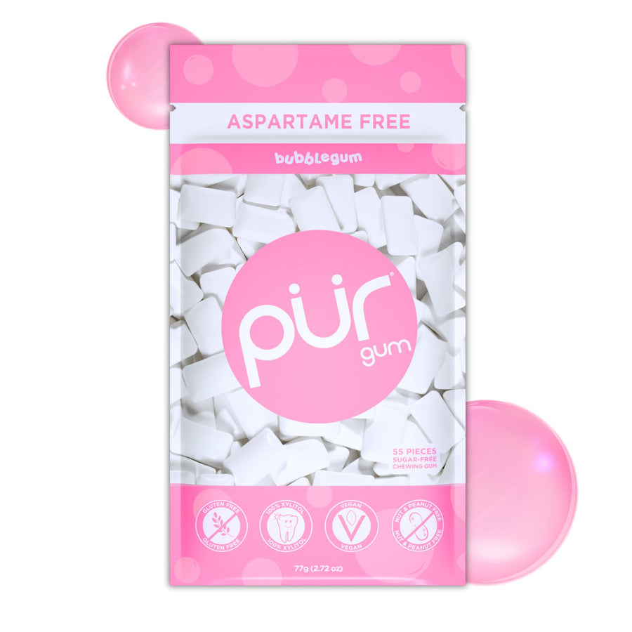 PUR Chewing Gum, Natural Bubblegum, 55 Count