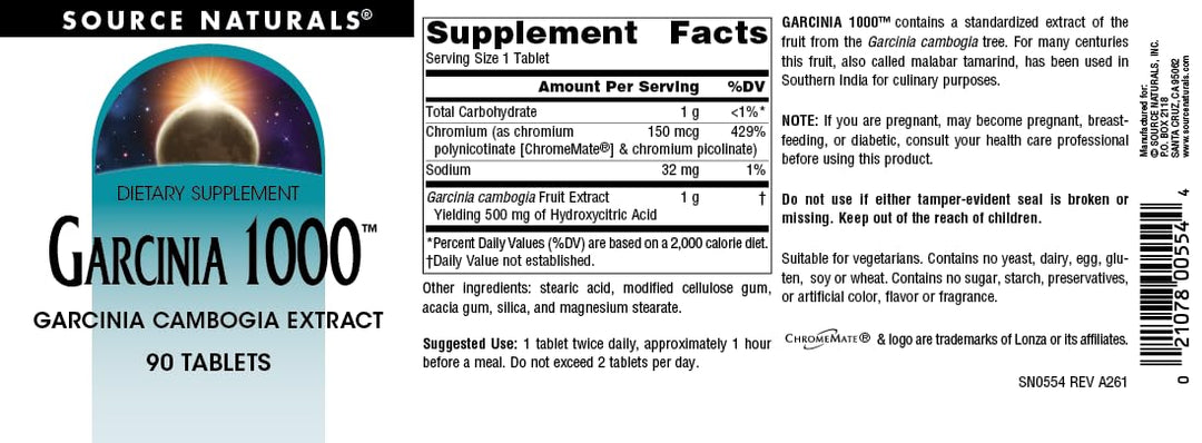Source Naturals Garcinia, 1000 mg, 90 Count
