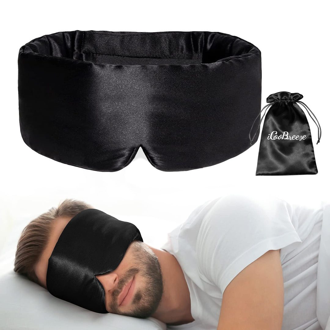 iCooBreeze Silk Eye Mask, Black, 1 Count