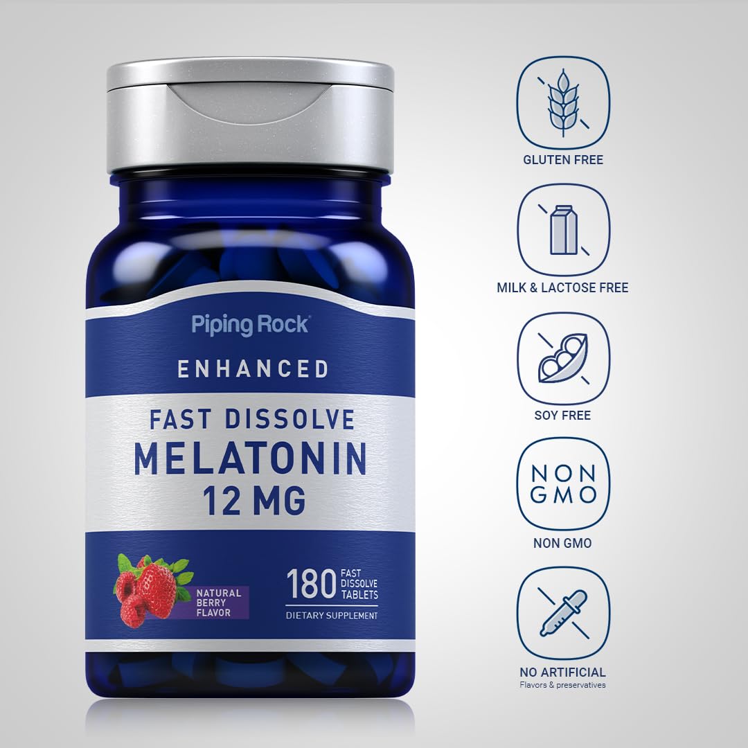 Piping Rock Melatonin Fast Dissolve, 12 mg, 180 Count