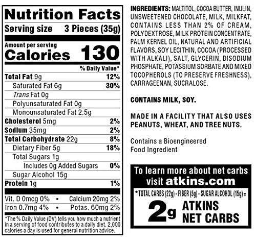Atkins Endulge Treat, Milk Chocolate Caramel Squares, 15 Count