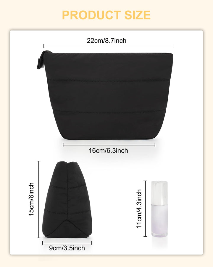 Relavel Travel Makeup Bag, Black, Small