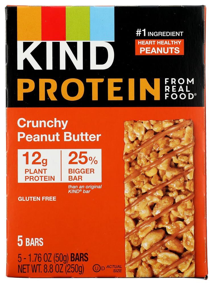 KIND Protein Bar, Crunchy Peanut Butter, 8 oz, Pack of 5