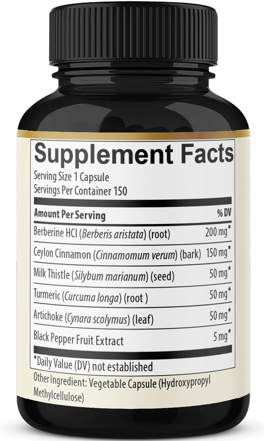 BMVINVOL Berberine Supplement With Ceylon Cinnamon, Turmeric, Milk Thistle, Artichoke And Black Pepper, 150 Count