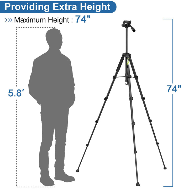 Endurax 74 Camera Tripod, Black