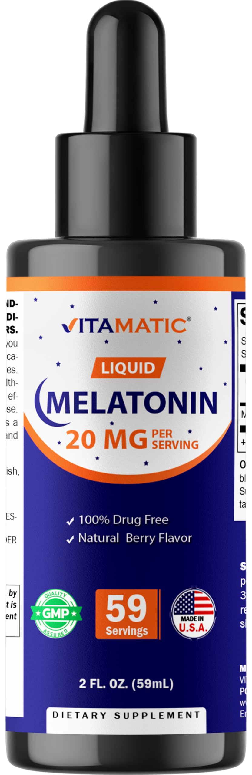 Vitamatic Liquid Melatonin, Natural Berry, 2 fl oz