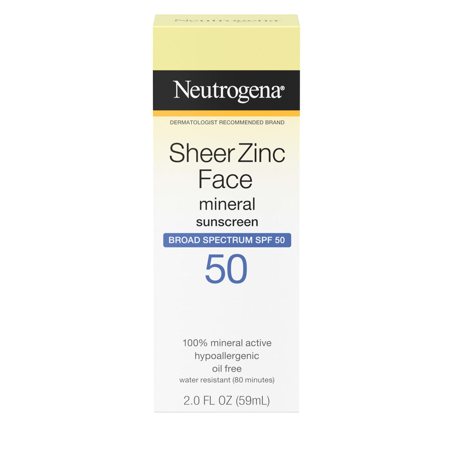 Neutrogena Sheer Zinc Oxide Dry-Touch Mineral Face Sunscreen Lotion, SPF 50, 2 fl oz
