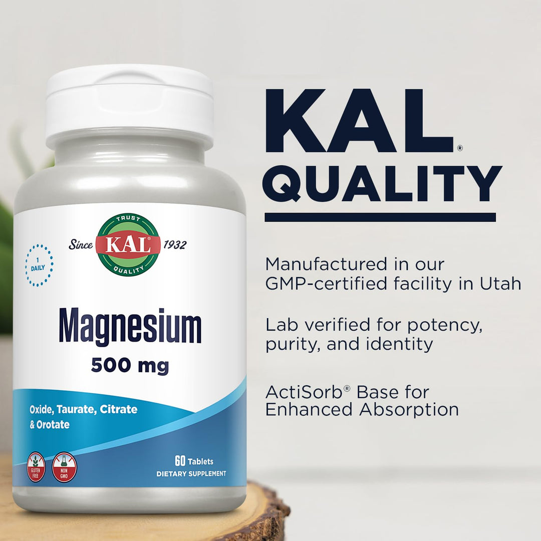 KAL Magnesium Tablets, Vegetarian, 60 Count