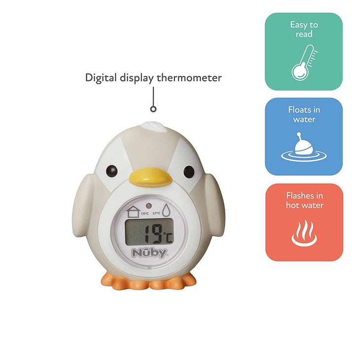 Nuby Penguin Baby Bath Thermometer, Grey