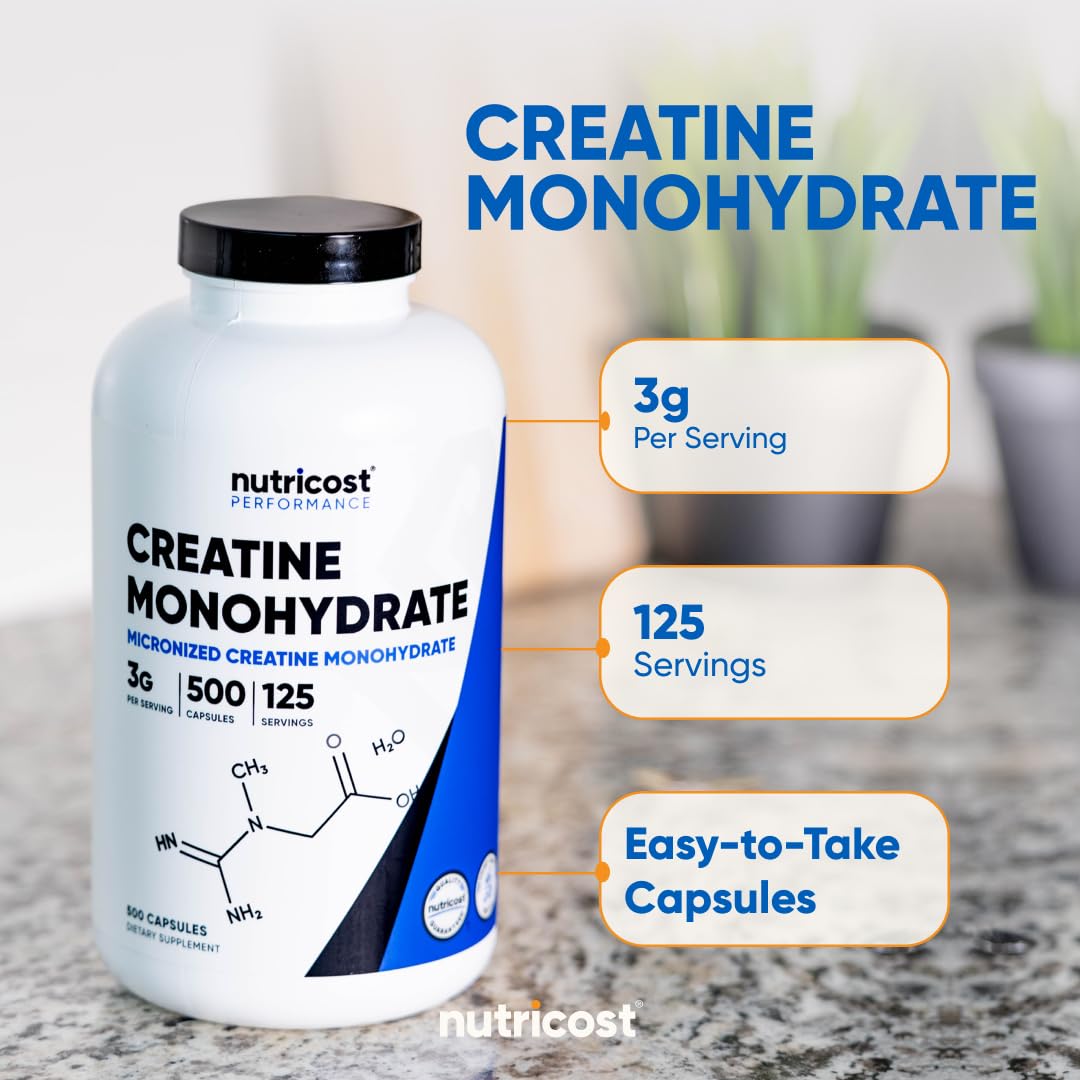 Nutricost Micronized Creatine Monohydrate, 3000 mg, 500 Count