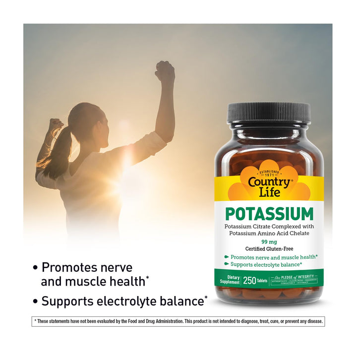 Country Life Potassium, 99 mg, 250 Count