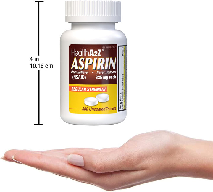 HealthA2Z Aspirin 325 mg Uncoated Tablets, 300 Count