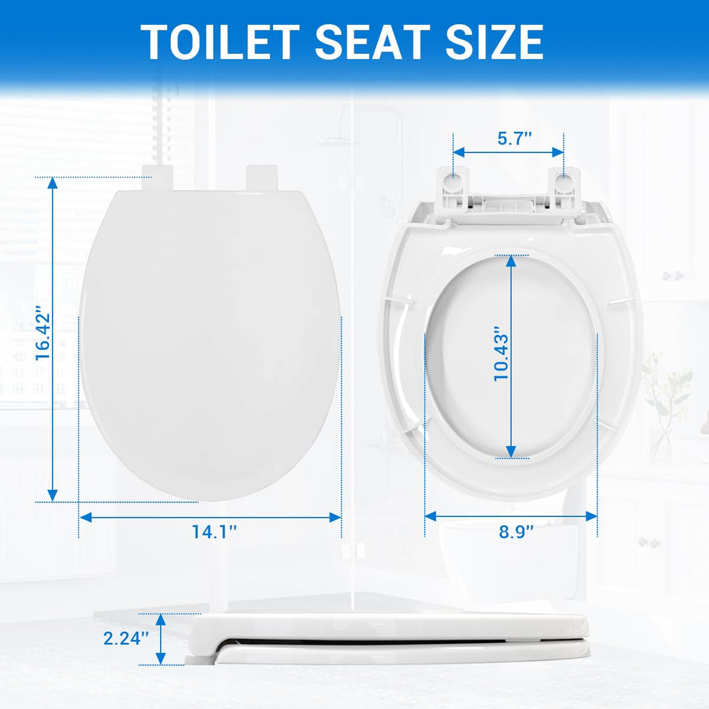 DryLabs Round Toilet Seat, Soft Close, White, 16.5 in
