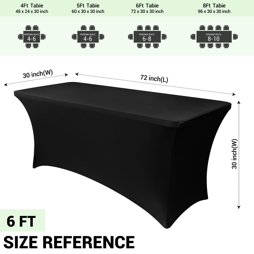 Obstal Stretch Spandex Table Cover, Black, 72 x 30 x 30 Inches