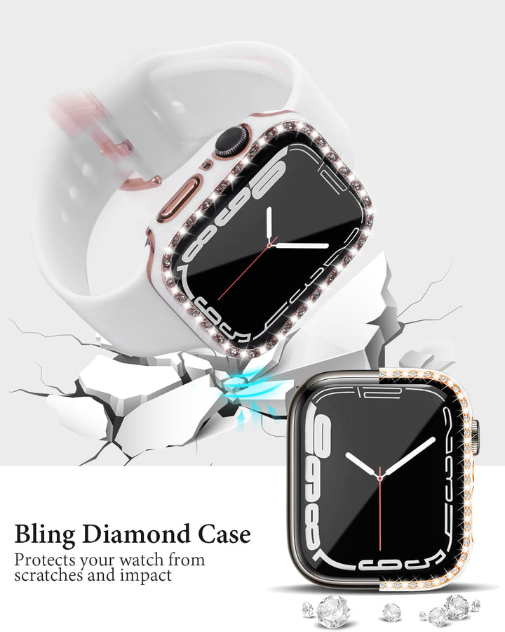 BandSmith Silicone Bands and Bling Case Compatible with Apple Watch, 1 Count