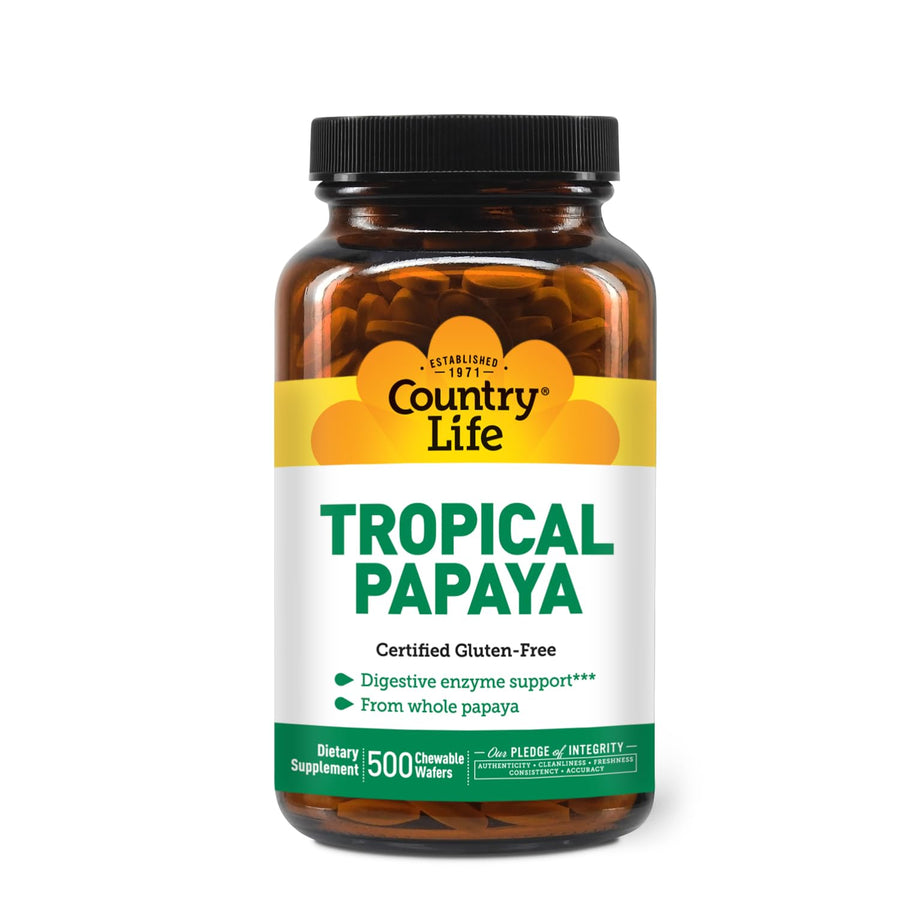Country Life Natural Tropical Papaya Enzyme Chewable, 500 Count