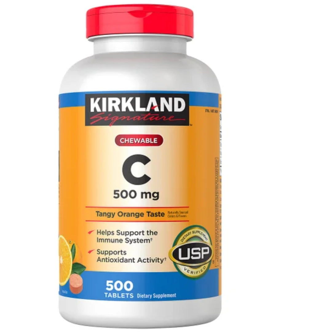 Kirkland Signature Chewable Vitamin C, Tangy Orange, 500 mg, 500 Count