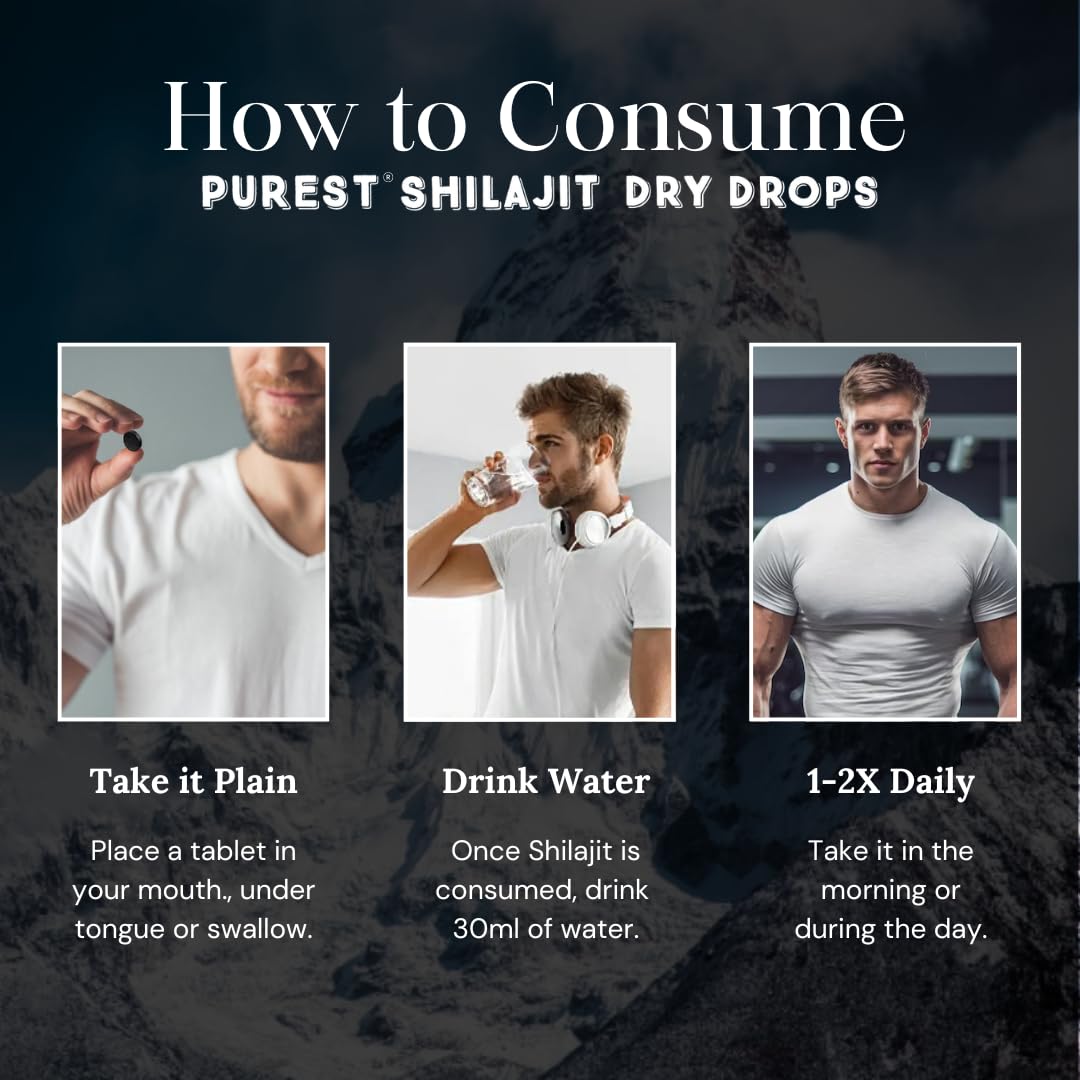 Pure Himalayan Shilajit Dry Drops, Original Siberian, 60 Count