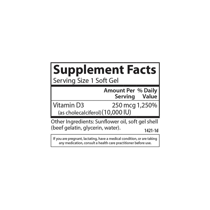 Carlson Vitamin D3 Softgels, 10000 IU, 120 Count