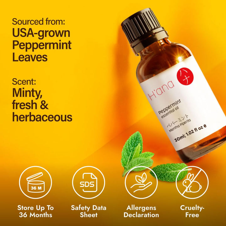 H'ana Peppermint Essential Oil, Peppermint, 30 ml