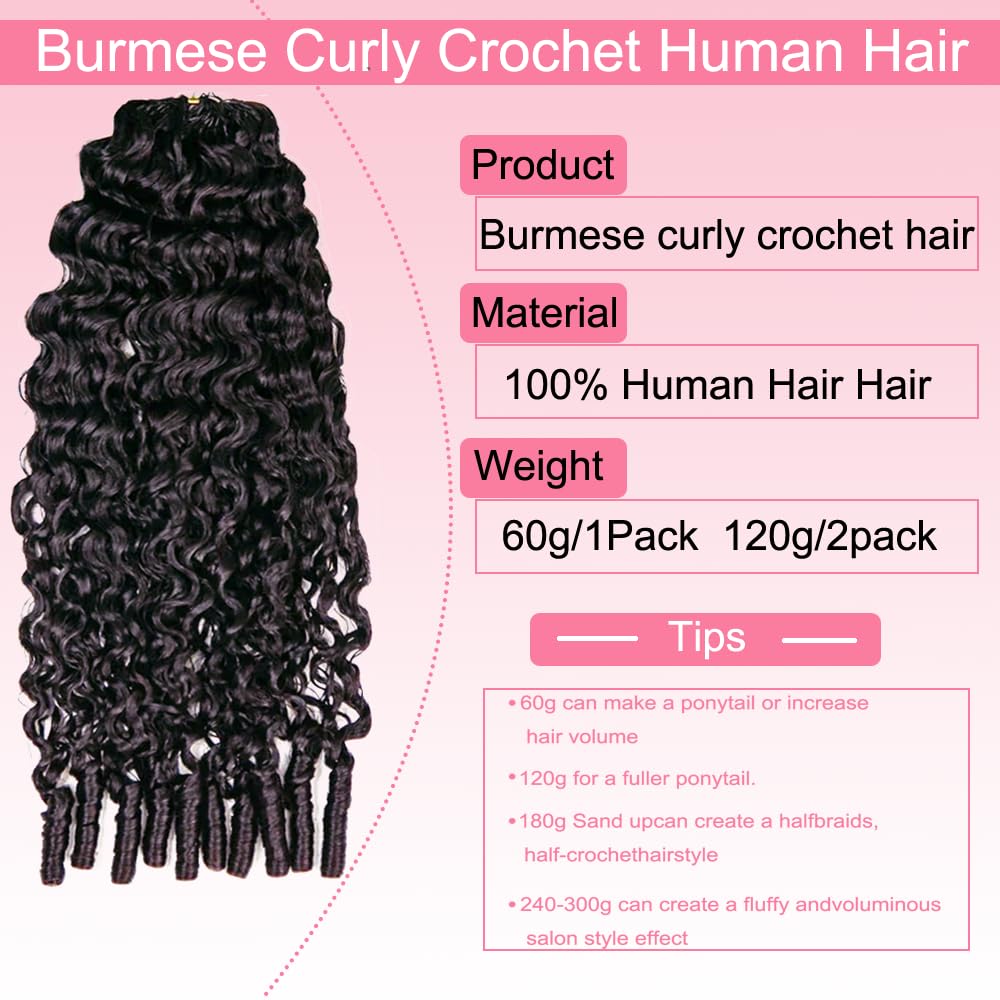 yimisunny Burmese Curly Crochet Hair, 20 Inch, 1 Count, 60 g