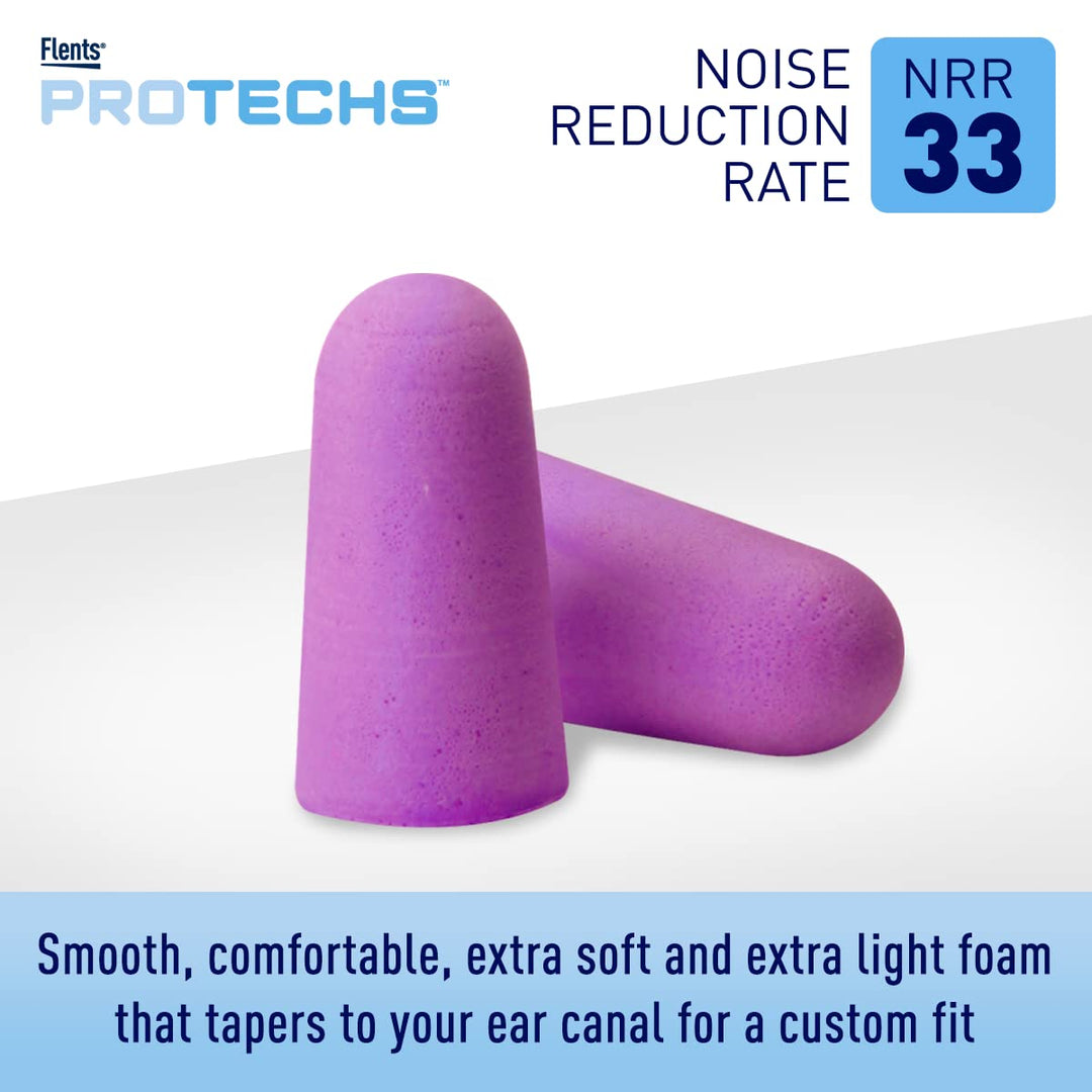 Flents Protechs Quiet Time Foam Ear Plugs, Purple, 50 Pair