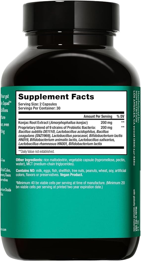 HUM Skin Squad Probiotic & Prebiotic, 60 Count