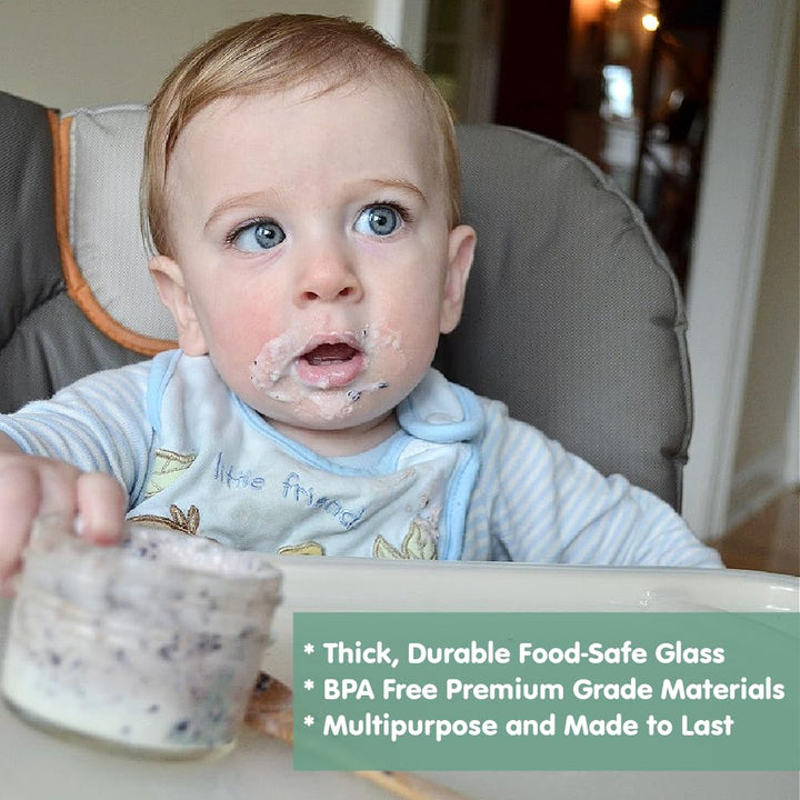 Sage Spoonfuls Baby Food Storage Jars with Lids, 4/8 oz, 6 Count