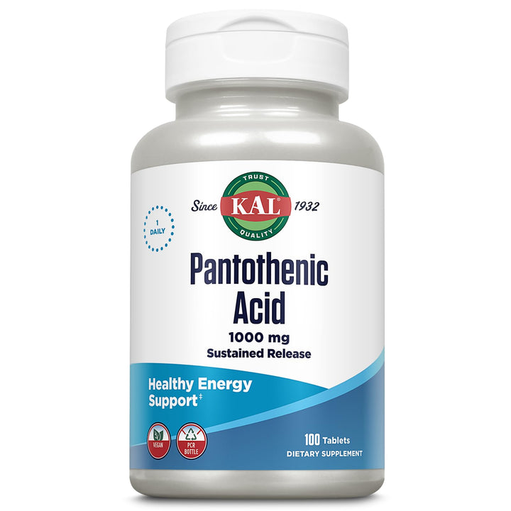 KAL Pantothenic Acid Sustained Release Tablets, 1000 mg, 100 Count