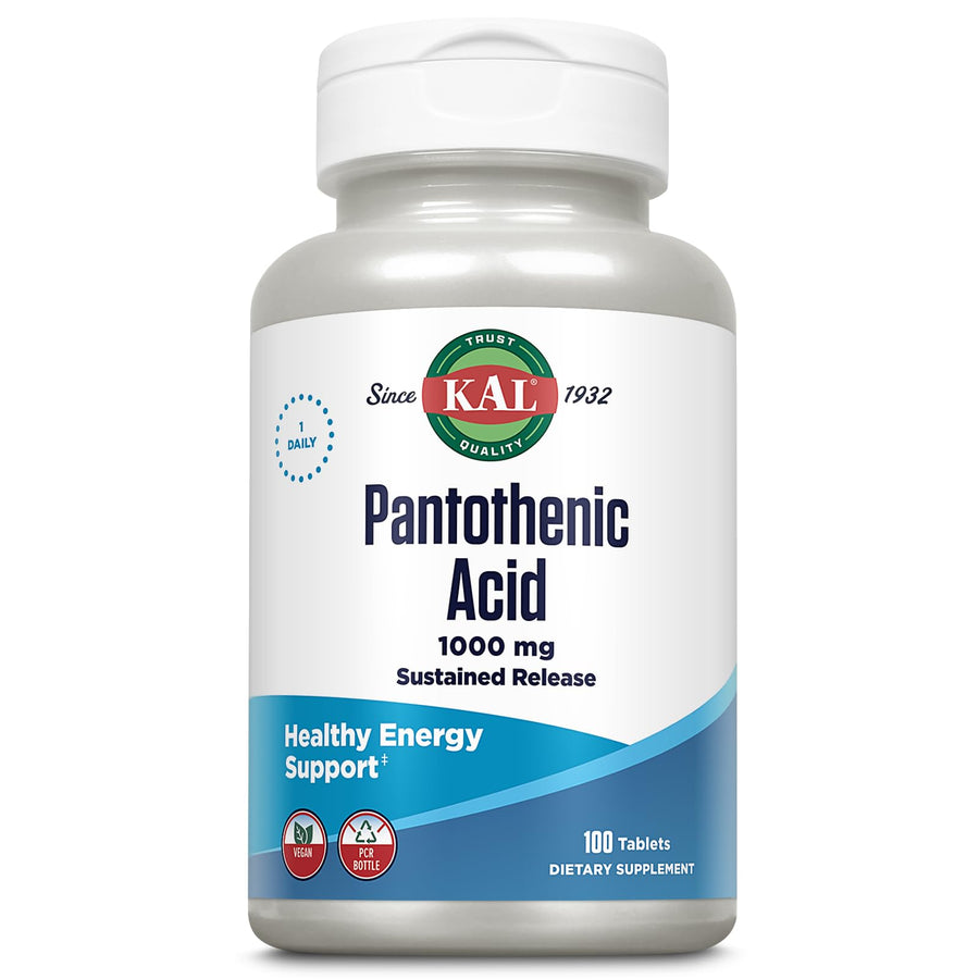 KAL Pantothenic Acid Sustained Release Tablets, 1000 mg, 100 Count