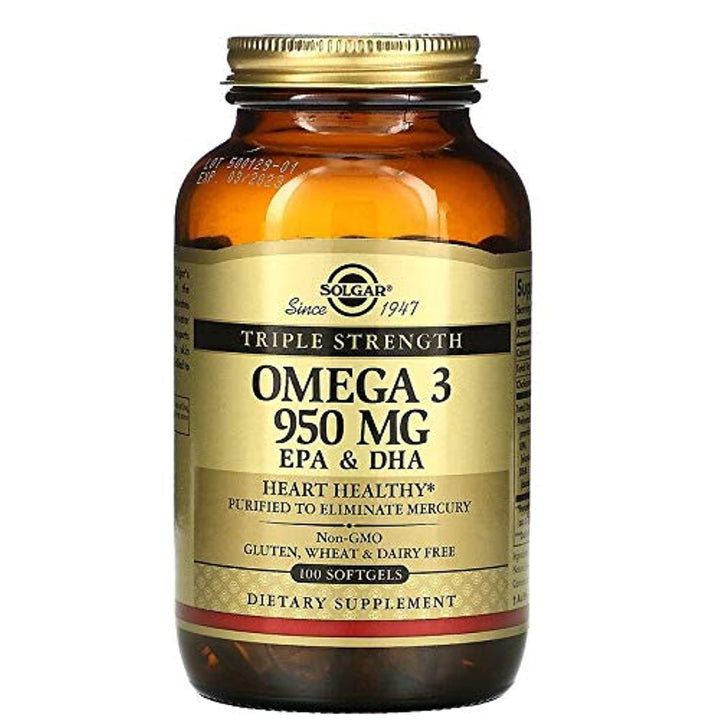 Solgar Triple Strength Omega-3 Softgels, 950 mg, 100 Count