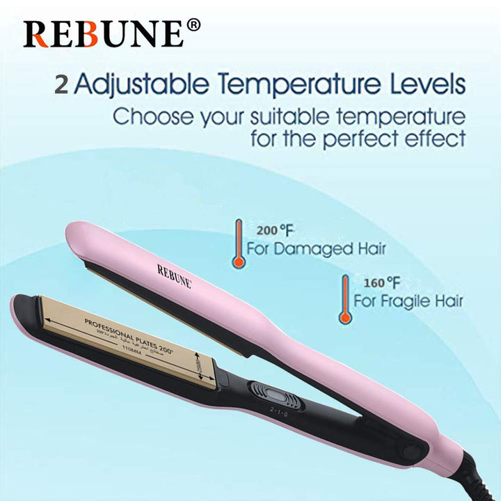 REBUNE RE-2062 Elegance Hair Straightener, Pink