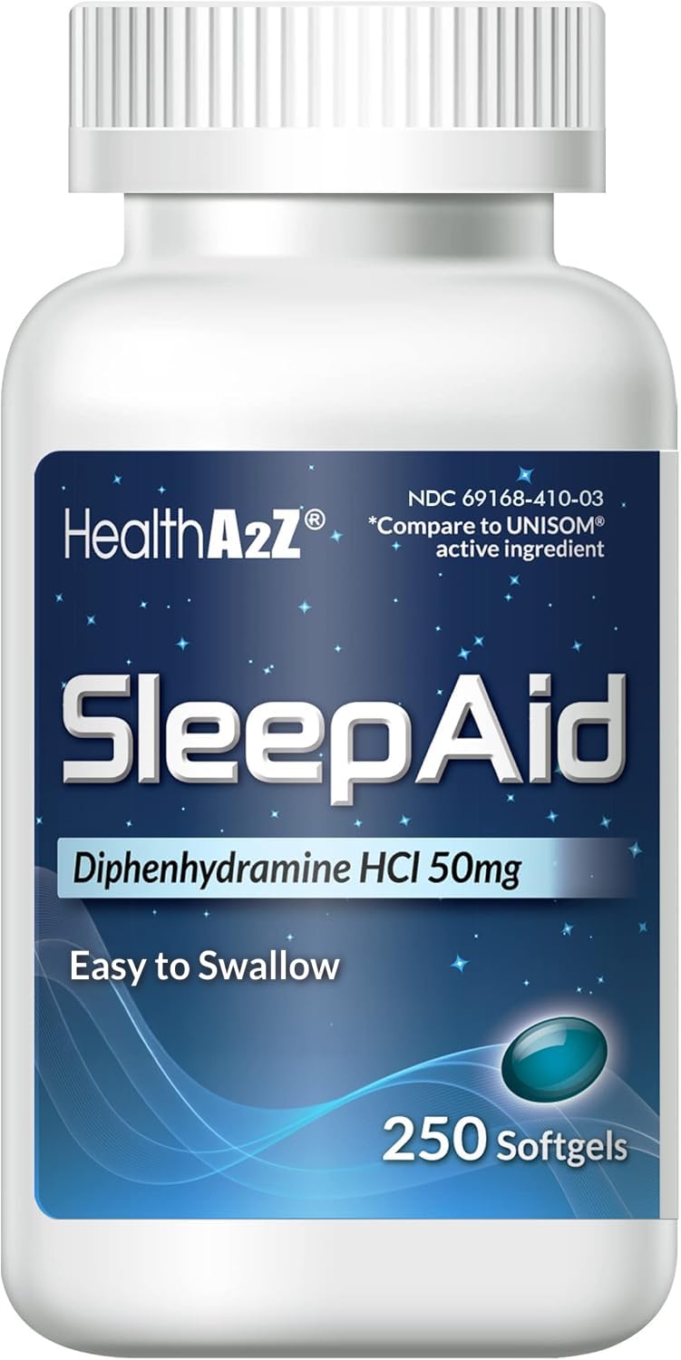 HealthA2Z Sleep Aid Diphenhydramine Softgels, 50 mg, 250 Count