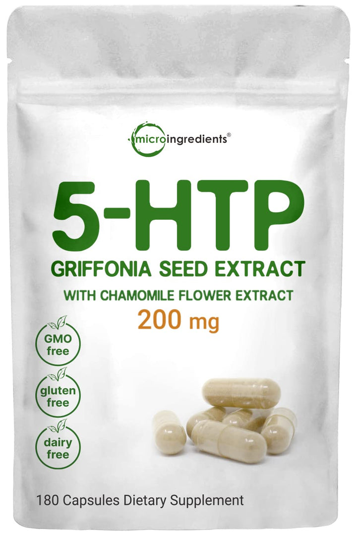 Micro Ingredients 5-HTP with Chamomile Flower Extract, 200 mg, 180 Count